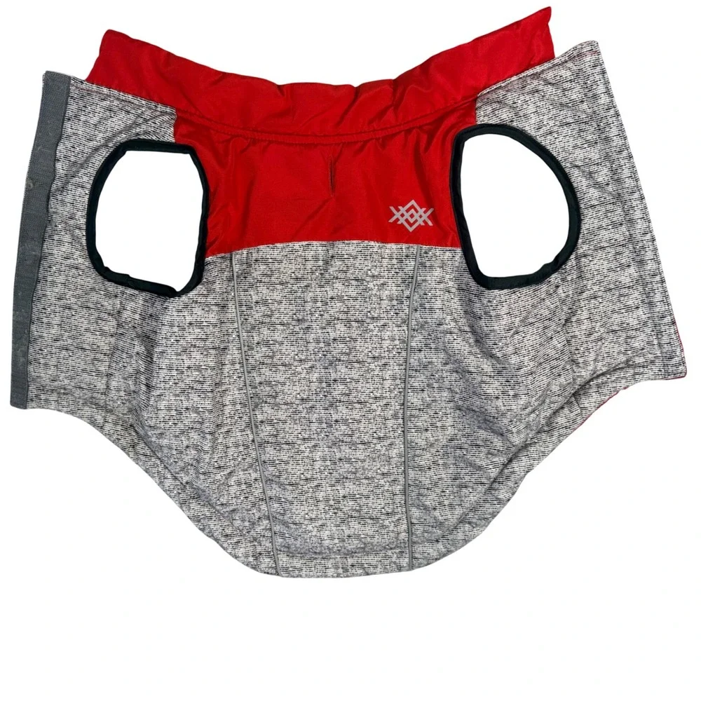 Play‎ On Red Gray Space Dye Dog Puffer Vest Jacket Size L Large Pet Winter Coat